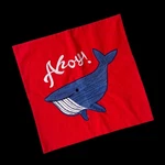 Ahoy Whale Pillow Cover Embroidered Blue Nautical Beach Fish Decor. Fixed Price $20.30.