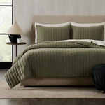 Jeremiah Brent Home 3PC Full/queen Channel Rice Stitch Gauze Quilt Set Green. Fixed Price $35.99.