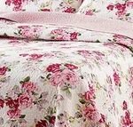 New! Cozy Elegant Romantic Shabby Pink Rose Purple White Green Leaf Quilt Set. Fixed Price $156.32.