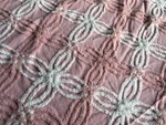 Pink White Geometric Pattern Vint Chenille Bedspread Fresh Just Washed. Fixed Price $195.00.