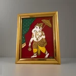 Ganesha Hindu Devotional Wall Art Thanjavur Tanjore Style Painting India 5"X6". Fixed Price $31.58.