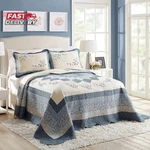 Modern Heirloom Blue Floral Embroidered Quilted Bedspread - Lightweight Breathab. Fixed Price $90.33.