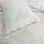 New! Cozy Shabby Chic Cottage Light Pink Green Lavender Lilac Ruffle Quilt Set. Fixed Price $168.32.