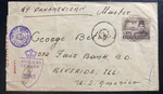 1944 Middle East Forces In Egypt 186 Censored Cover To Riverside Il Usa. Fixed Price $99.99.