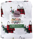 Snoopy Peanuts Christmas Sheets Queen Size Berkshire 4 Piece Set White Plaid. Fixed Price $49.99.
