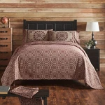 Vhc Custom Burgundy/tan Jacquard Medallion King Coverlet Farmhouse. Fixed Price $109.95.