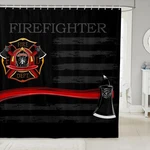Firefighter Shower Curtains,american Flag Geometric Stripes Bathroom Curtains.... Fixed Price $26.53.