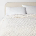 King Luxe Diamond Stitch Velvet Quilt Ivory - Threshold. Fixed Price $28.89.