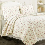 Pink Rose Garden 100% Cotton Quilt Set, Bedspread, Coverlet. Fixed Price $69.99.