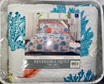 Lush Decor Coastal Reef Feather, Reversible Quilt, 7PC Set, Full Queen New. Fixed Price $55.00.
