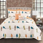 Quilt Set Queen Yellow Orange White Bird Wire Pillow Shams 7 Piece Bedding Cover. Fixed Price $125.59.