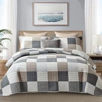 Finlonte Queen Size - 100% Cotton Comforter Set, Plaid Quilte.... Fixed Price $128.73.