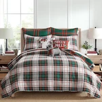 Levtex Home - Spencer Plaid Quilt King Christmas Tartan Green White. Fixed Price $174.65.