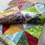 Oversized Vintage Quilt 105X100 Hand Tied Boho Luxe Patchwork Floral. Fixed Price $300.00.