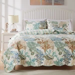 Barefoot Bungalow Atlantis Coastal Quilt Set, 3-PIECE Full/queen, Jade. Fixed Price $88.29.