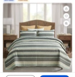 Jml Bedspread 3 Piece King Size Reversible Stripe Gray Green Quilt 2 Shams. Fixed Price $41.39.