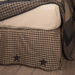Black Check Star Queen Bed Skirt Country Primitive 60X80X16 Straight Edge Vhc. Fixed Price $53.06.