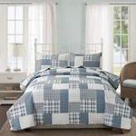 Jarson 3-PIECE Plaid Quilt Set Size, Lightweight King, Blue White. Fixed Price $43.99.
