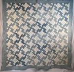 Antique C1890 1910 Blue & White Drunkards Path Hand Pieced Quilted 81X81. Fixed Price $495.00.