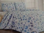 Sun & Sea Blue Shells Coastal Beach Cottage Tropical King Quilt Sham Set. Fixed Price $79.99.
