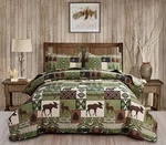 Ycosy Rustic Lodge Quilt Set Moose Elk Bedspread King Size Forest Bear Deer Q.... Fixed Price $43.23.