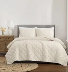 Brooklyn Loom Diamond Washed Cotton Solid Natural Color King Quilt Set 3 Pcs. Fixed Price $109.99.