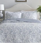 Laura Ashley King Blue Amberley Floral Quilt 3PC Sheet Set 100% Cotton. Fixed Price $125.00.