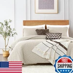 Roaringwild Beige Queen Quilt Set W/ 2 Shams - Lightweight Bedding. Fixed Price $64.35.