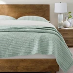 Horimote Home 100% Cotton King Size Quilt Set, Dusty Aqua Pre-washed Striped Cha. Fixed Price $150.99.