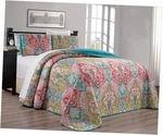 Grand Linen 3-PIECE Oversize (115 X 95) Fine Printed Prewashed Quilt Set. Fixed Price $87.15.