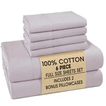 Casa Platino Full 100% Cotton Percale Sheets W/ 4 Pillowcases - Grey Lavender. Fixed Price $57.19.