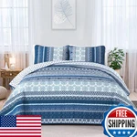 Wongs Bedding Boho Quilt Set King Size Navy Blue 3 Pieces Microfiber Bedspread. Fixed Price $79.13.