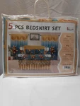 Bolft 5-PIECE King Bed Skirt Set Blue Yellow Floral Machine Washable. Fixed Price $40.00.