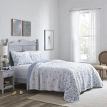 Laura Ashley Flora Quilt Set 3PC 100% Cotton Reversible Natural Eco-friendly. Fixed Price $129.99.