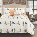 Colorful Rowley Birds Quilt Set, 7 Piece Full/queen Bedding With Pillows. Fixed Price $118.99.