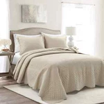Lush Decor Medallion Scallop Neutral Bedspread Set Sz. King; 3 Piece. Fixed Price $78.99.