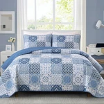 Dobuyly Blue Quilt Set King Size Boho Mineral Plaid Patchwork Bedspreads Co. Fixed Price $56.75.