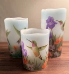 Collections Etc Led Flameless Candle Of 3 Hummingbird Floral Design. Fixed Price $25.00.