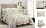Pink Quilt And 2 Shams, 3-PIECE Reversible All Seasons 100% Full Queen Sonnet. Fixed Price $96.50.