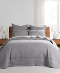 Levtex Home Cross Stitching 3-PC. Bedspread Set, Queen Gray. Fixed Price $49.00.