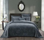 Tache Crushed Velvet Dark Deep Blue Grey Soft Plush Waves Bedspread Coverlet Set. Fixed Price $150.15.