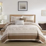Uniclinens 100% Cotton Quilt Set Size, (106"X98") King, Brown/beige. Fixed Price $167.99.