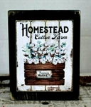 Homestead Cotton Primitive Rustic Farmhouse Wood Block Shelf Sitter 3.5X4.5. Fixed Price $6.95.