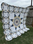 Handmade Or Machine Amish-style Double Wedding Ring Star Quilt.. Fixed Price $158.00.