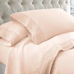 Amrapur Overseas 1MFLACEG-BLS-QN 4-PIECE Crochet Bed Sheet Set Queen Blush. Fixed Price $34.80.
