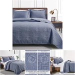 King Size Blue Quilt Set 3 Pieces Coin Pattern Summer Comforter. Fixed Price $93.99.
