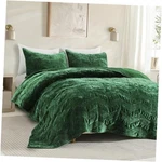 Shalala Luxury Velvet Quilt Set King Size,ultra Soft 106"X94" Evergreen. Fixed Price $151.77.