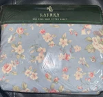 Ralph Lauren Shelter Island Blue Pink Floral King Size Deep Fitted Sheet Nip. Fixed Price $139.99.