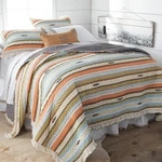 Rod's True Western Rods Painted Desert Quilt Set Southwest Aztec Ruffle - Blue. Fixed Price $160.15.