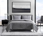 Vera Wang Queen Quilt Set - Soft Diamond Velvet Charcoal Grey Bedding. Fixed Price $143.99.